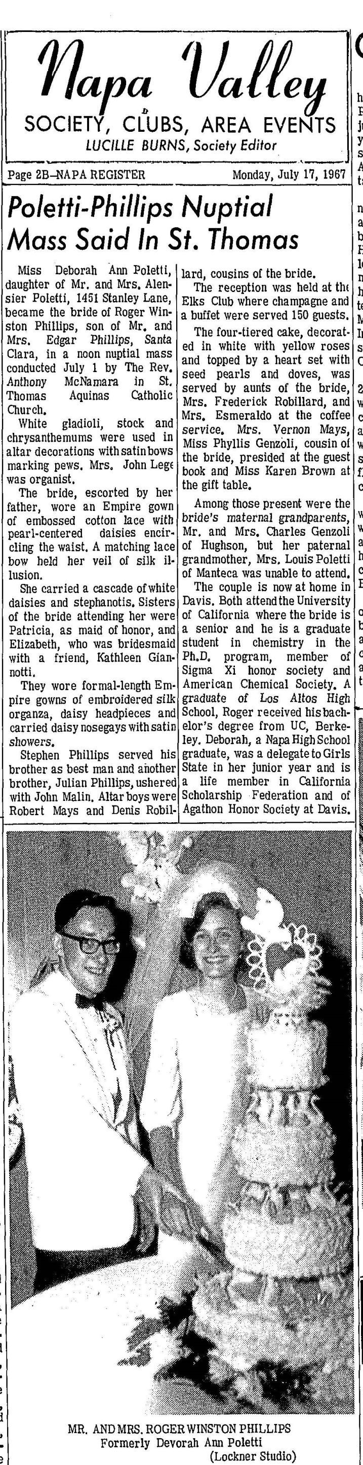 Napa newlyweds from 1967